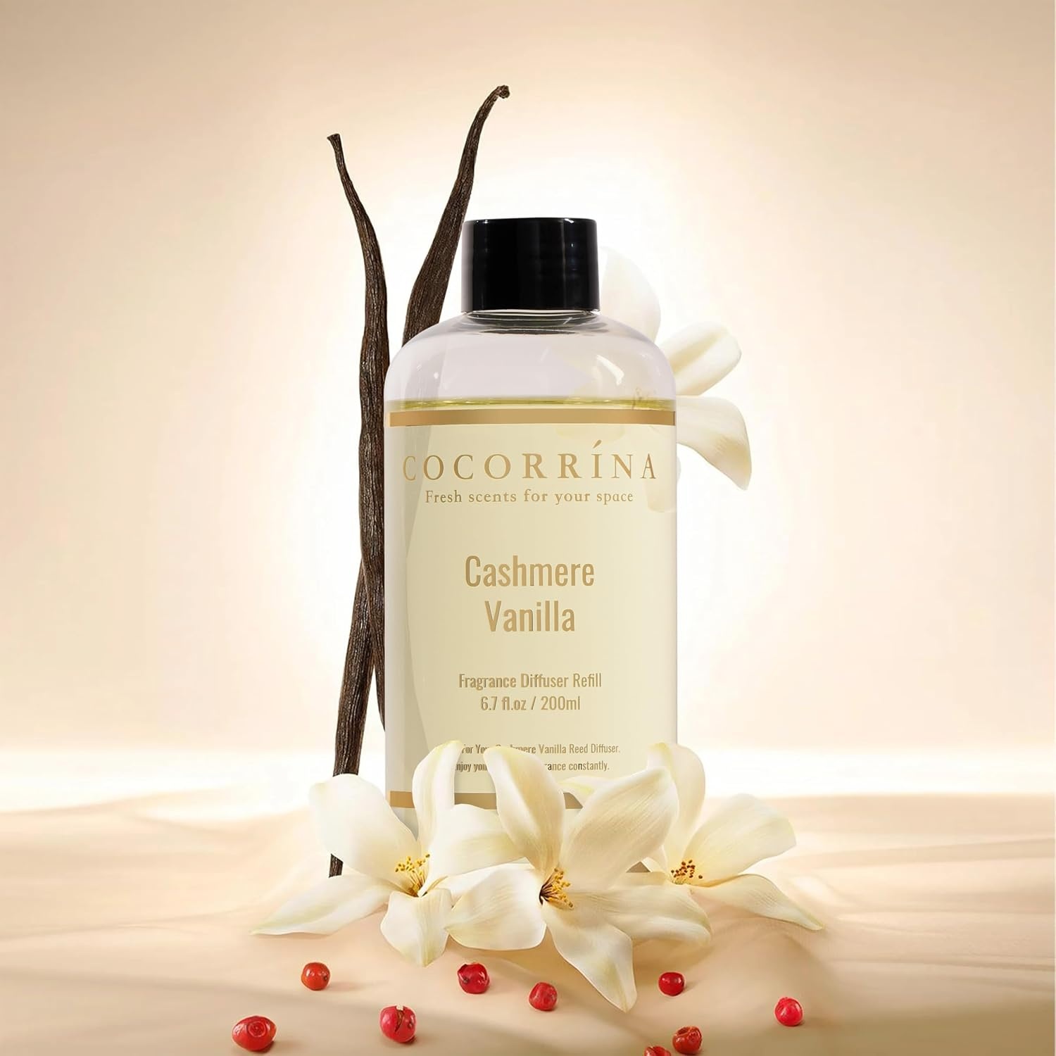 image:imageCOCORRNA Refill Sandalwood Rose 67 Floz Reed Diffuser Refill with 8 SticksCashmere Vanilla Refill