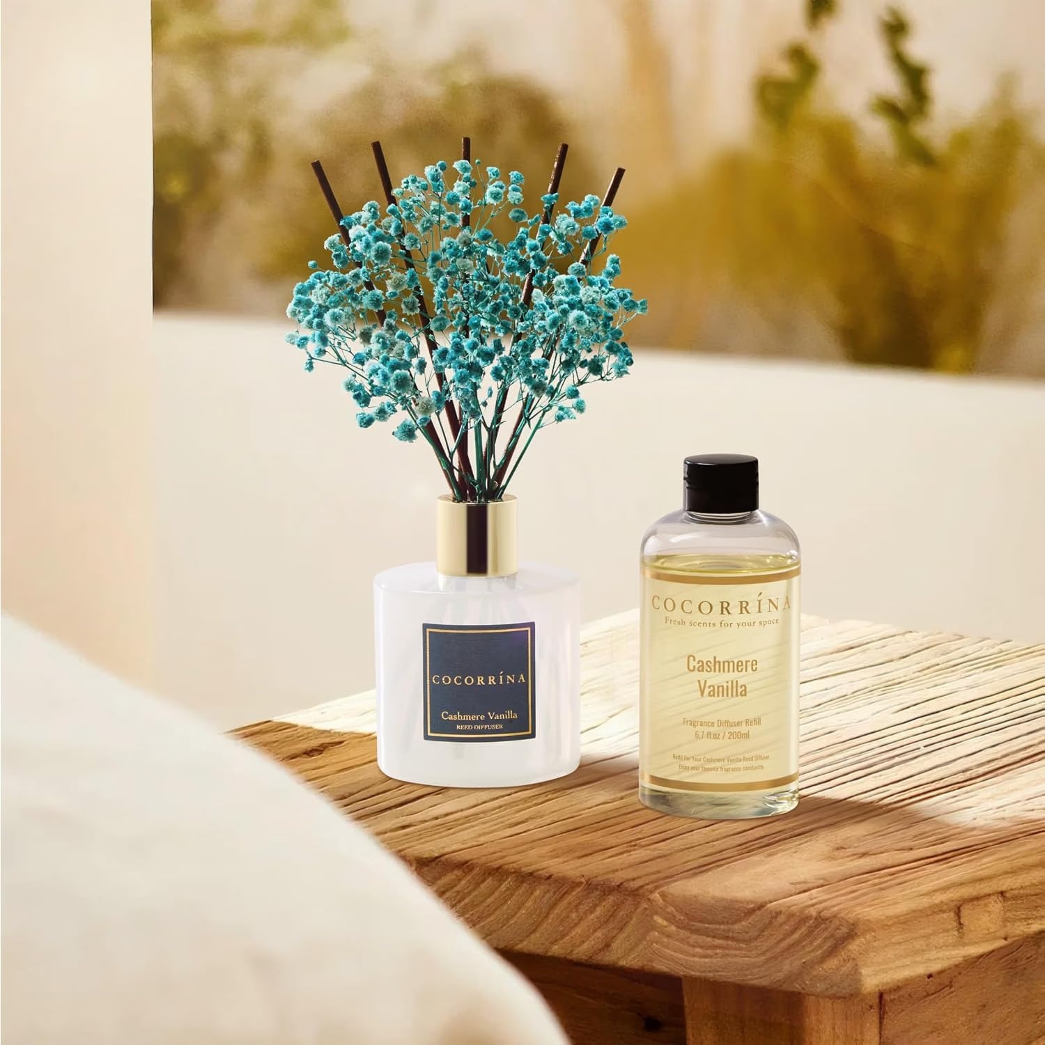 image:imageCOCORRNA Refill Sandalwood Rose 67 Floz Reed Diffuser Refill with 8 SticksCashmere Vanilla Refill