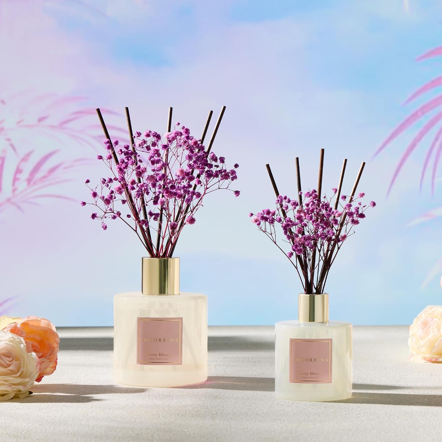 image:imageCOCORRNA Refill Sandalwood Rose 67 Floz Reed Diffuser Refill with 8 SticksCherry Blossom Flower