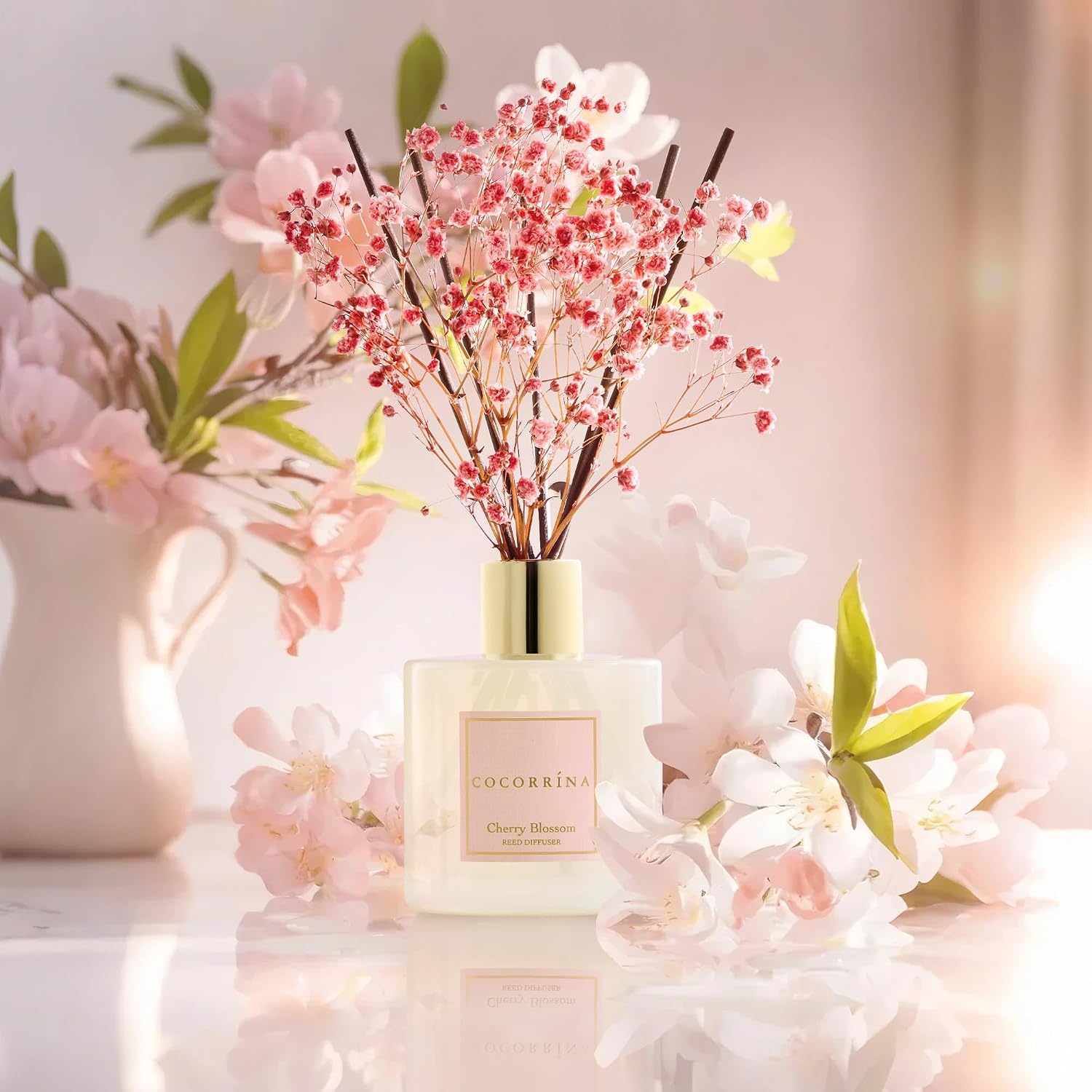 image:imageCOCORRNA Refill Sandalwood Rose 67 Floz Reed Diffuser Refill with 8 SticksCherry Blossom Flower