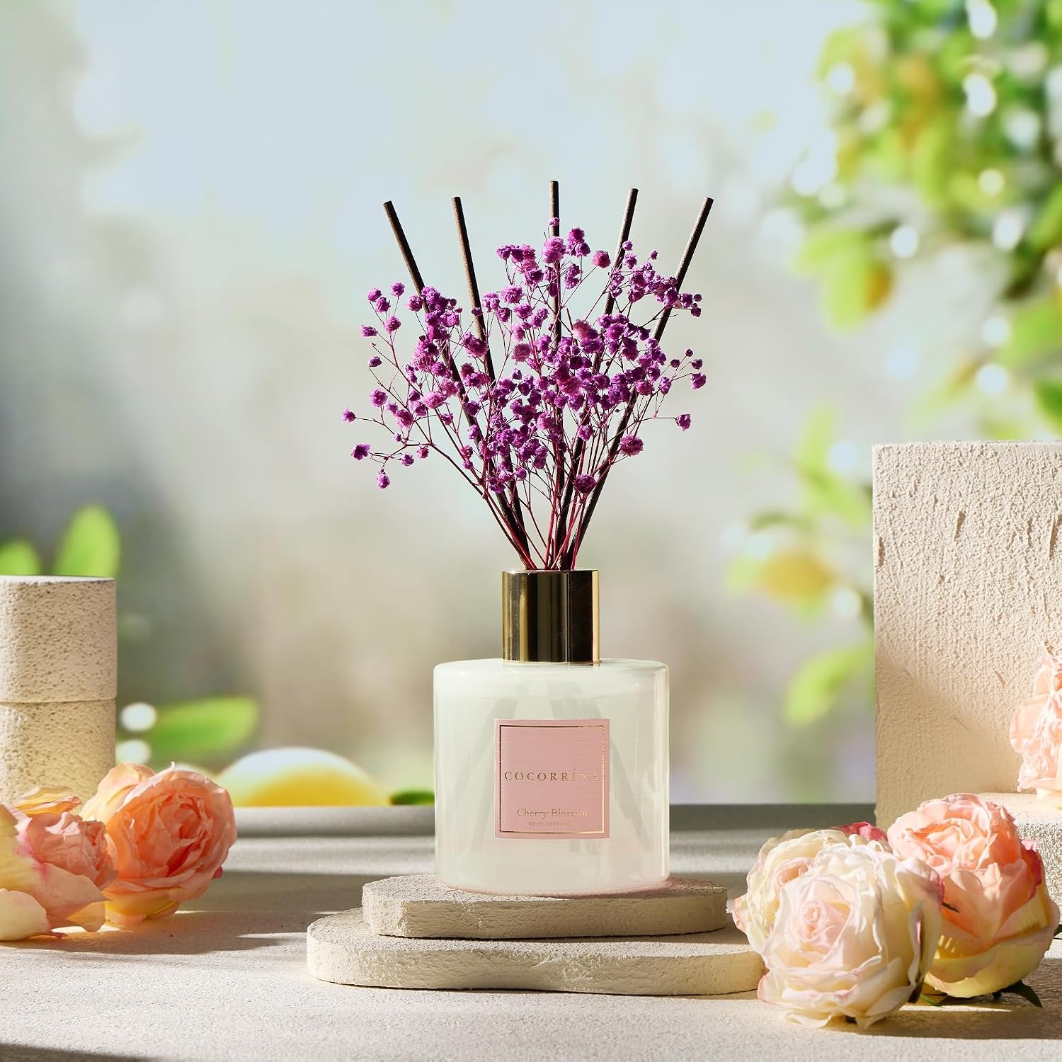 image:imageCOCORRNA Refill Sandalwood Rose 67 Floz Reed Diffuser Refill with 8 SticksCherry Blossom Flower