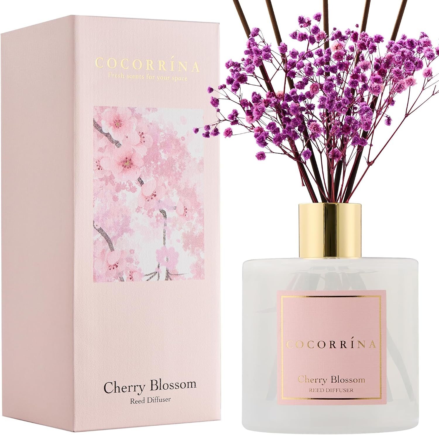 image:imageCOCORRNA Refill Sandalwood Rose 67 Floz Reed Diffuser Refill with 8 SticksCherry Blossom Flower