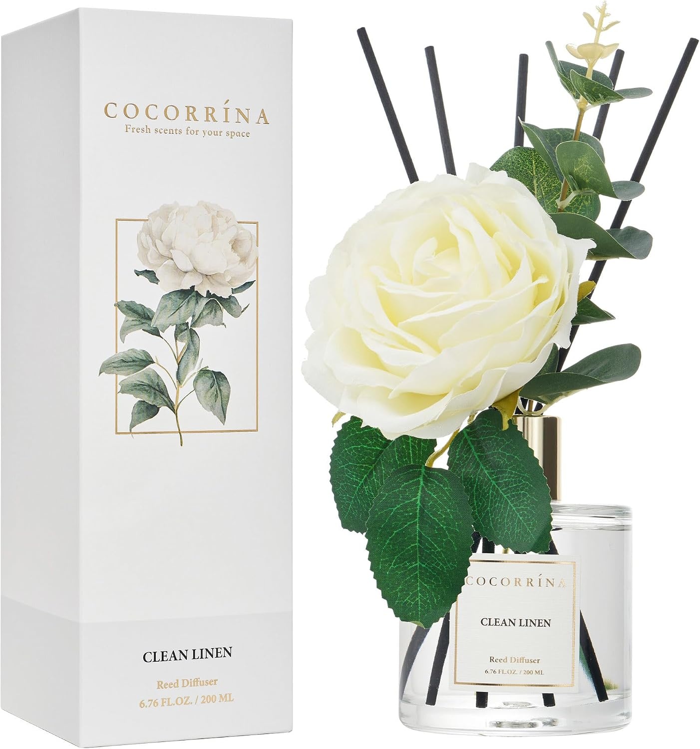 image:imageCOCORRNA Refill Sandalwood Rose 67 Floz Reed Diffuser Refill with 8 SticksClean Linen Rose