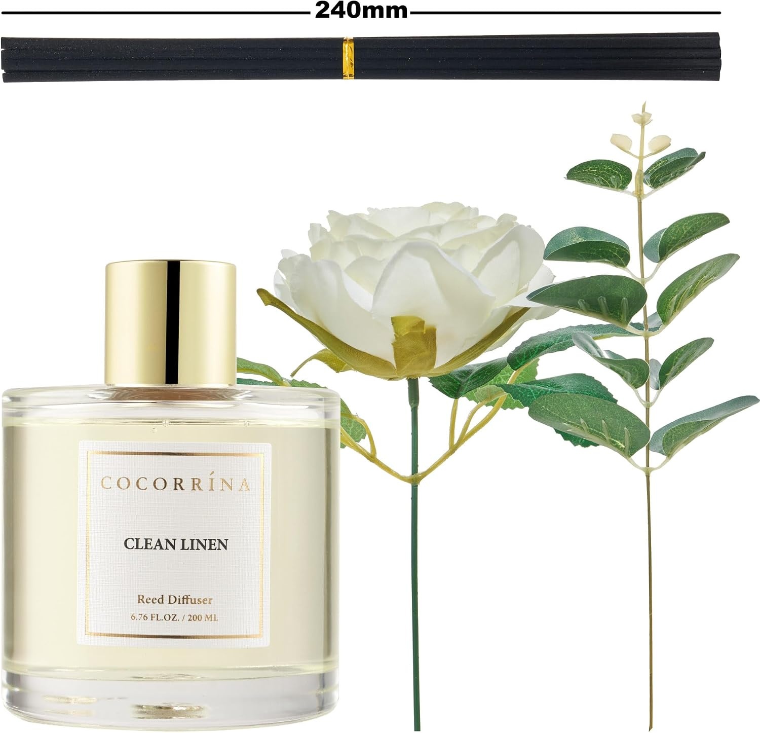 image:imageCOCORRNA Refill Sandalwood Rose 67 Floz Reed Diffuser Refill with 8 SticksClean Linen Rose