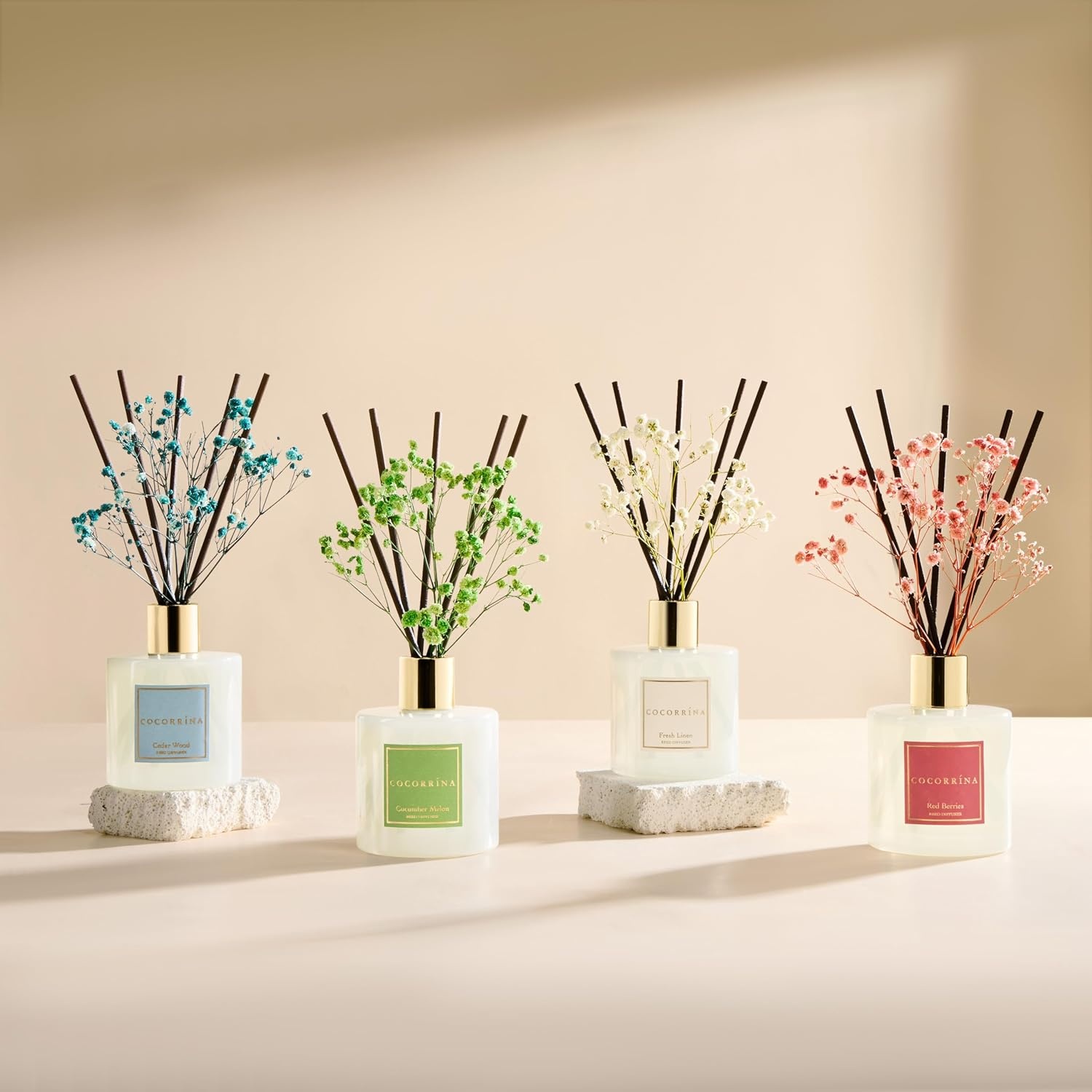 image:imageCOCORRNA Refill Sandalwood Rose 67 Floz Reed Diffuser Refill with 8 SticksCoconut Beach Flower