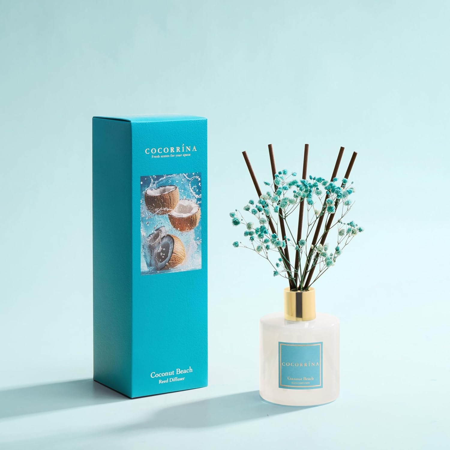 image:imageCOCORRNA Refill Sandalwood Rose 67 Floz Reed Diffuser Refill with 8 SticksCoconut Beach Flower