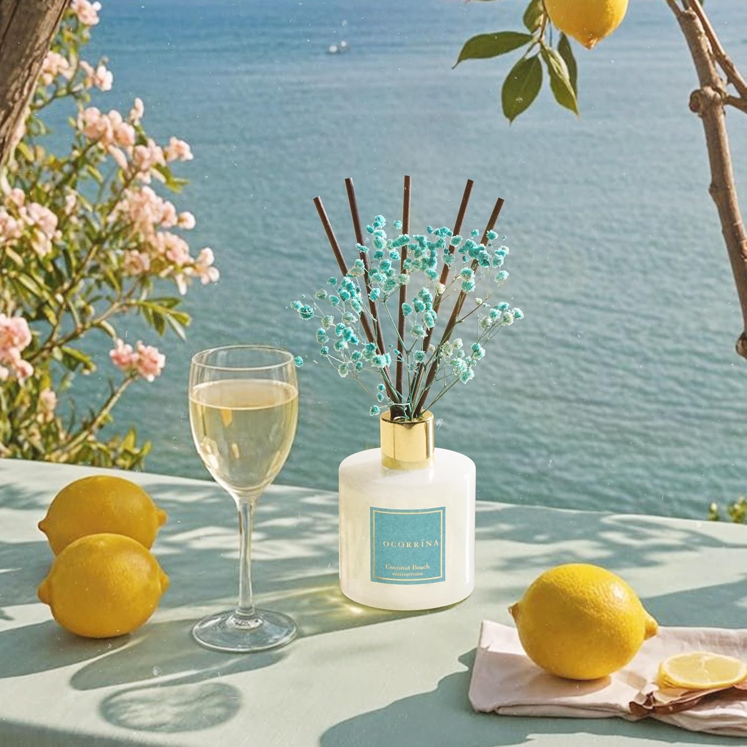 image:imageCOCORRNA Refill Sandalwood Rose 67 Floz Reed Diffuser Refill with 8 SticksCoconut Beach Flower