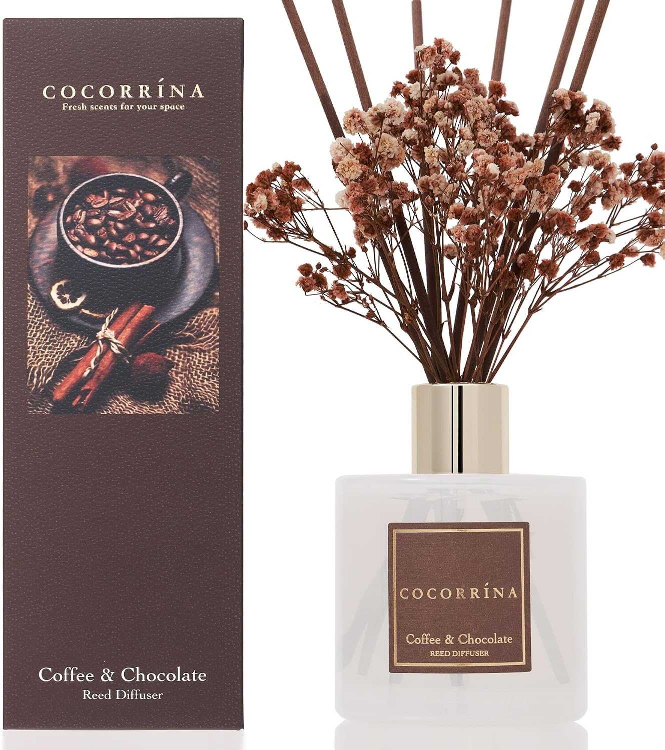 image:imageCOCORRNA Refill Sandalwood Rose 67 Floz Reed Diffuser Refill with 8 SticksCoffee Chocolate Flower