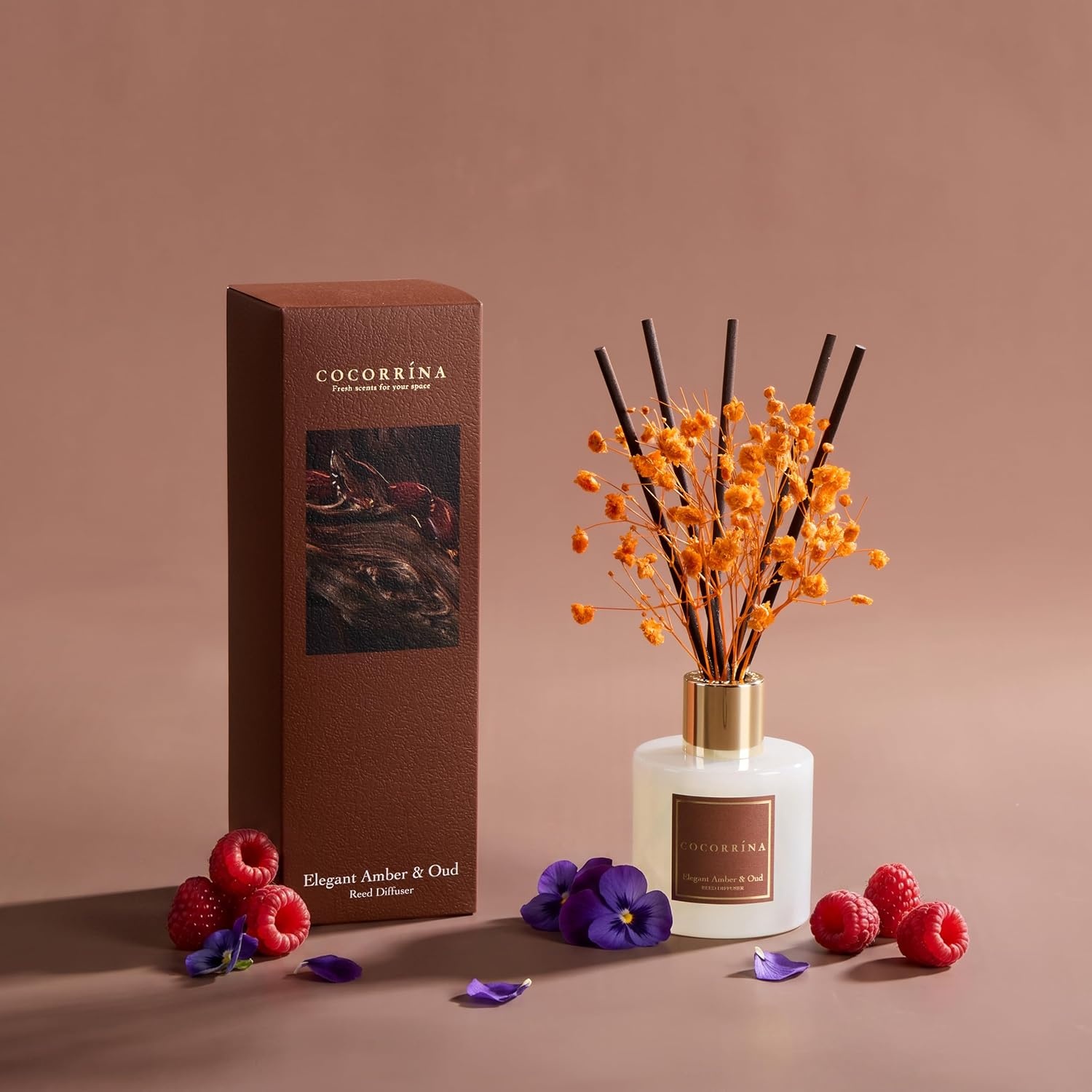 image:imageCOCORRNA Refill Sandalwood Rose 67 Floz Reed Diffuser Refill with 8 SticksElegant Amber Oud