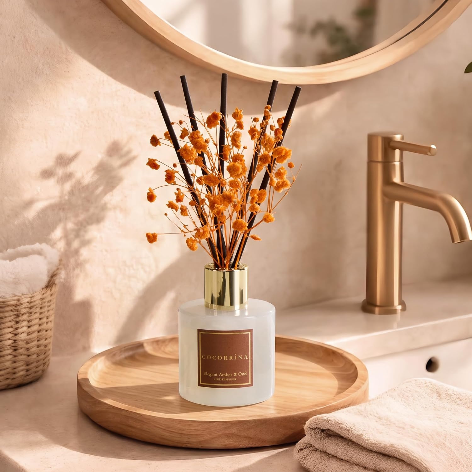 image:imageCOCORRNA Refill Sandalwood Rose 67 Floz Reed Diffuser Refill with 8 SticksElegant Amber Oud