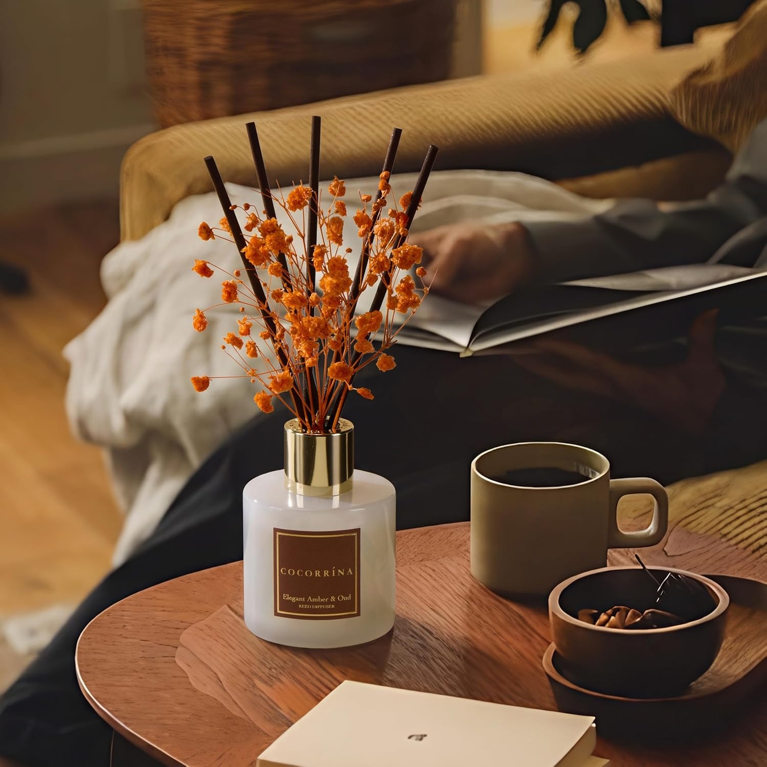 image:imageCOCORRNA Refill Sandalwood Rose 67 Floz Reed Diffuser Refill with 8 SticksElegant Amber Oud