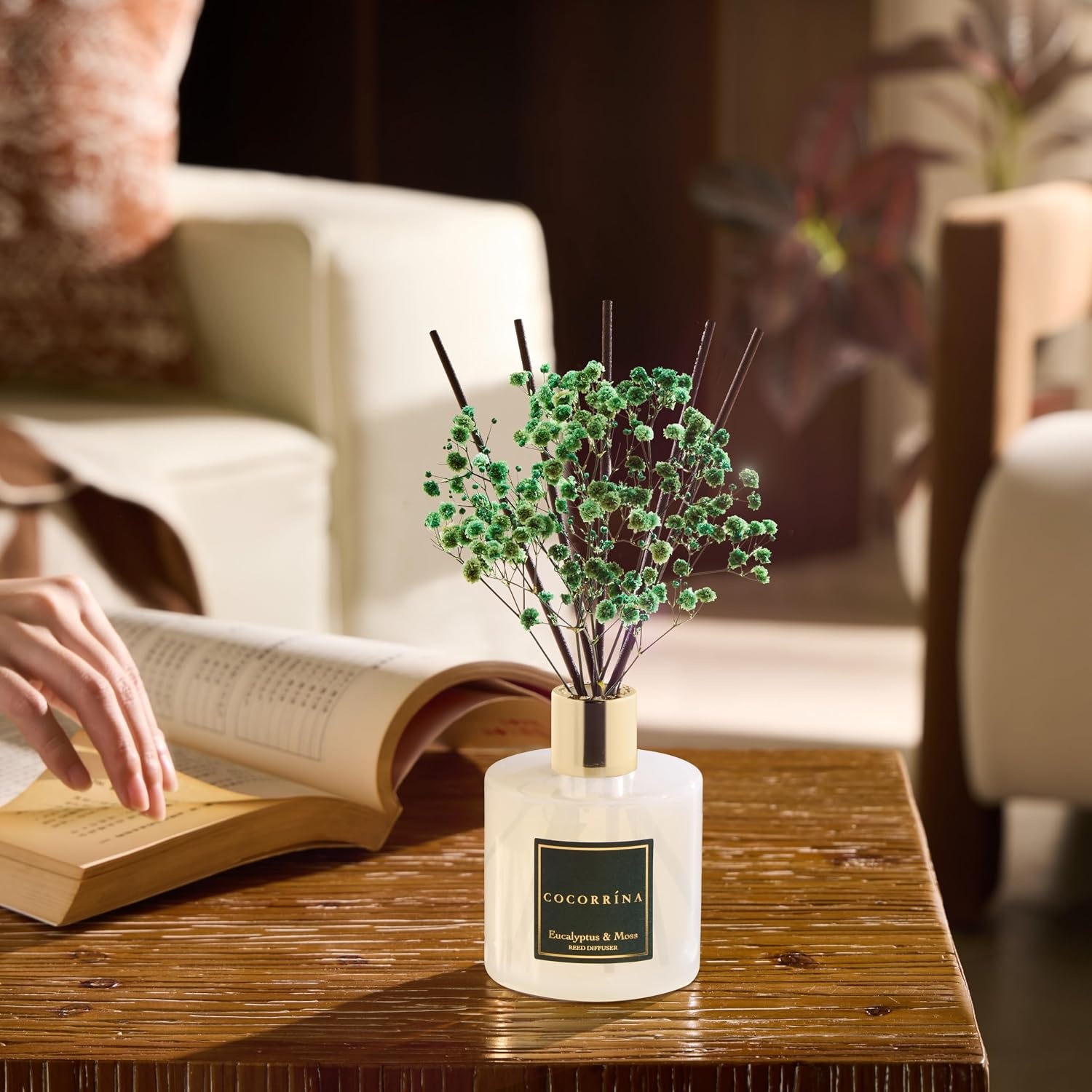 image:imageCOCORRNA Refill Sandalwood Rose 67 Floz Reed Diffuser Refill with 8 SticksEucalyptus Moss Flower