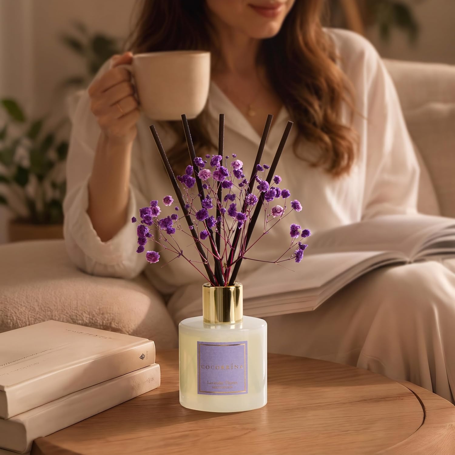 image:imageCOCORRNA Refill Sandalwood Rose 67 Floz Reed Diffuser Refill with 8 SticksLavender Thyme Flower