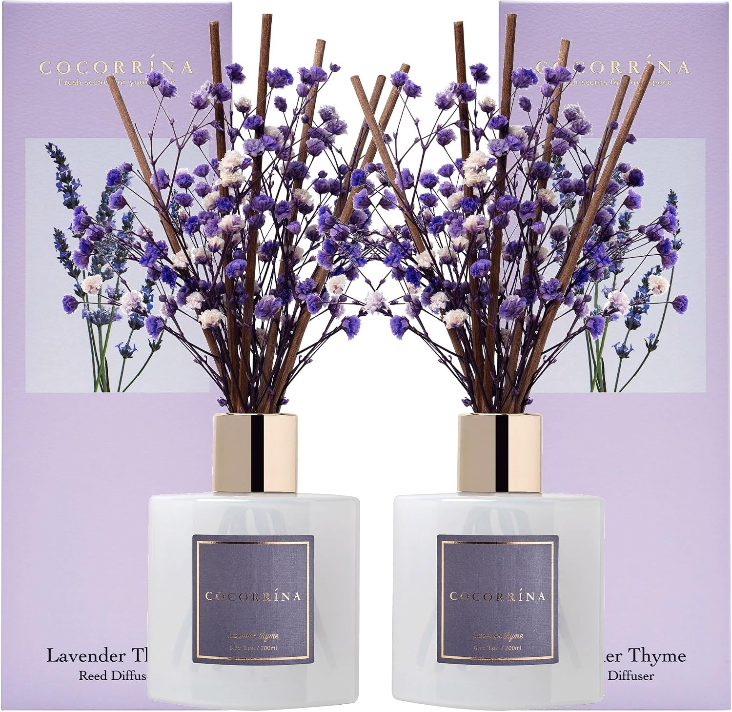 image:imageCOCORRNA Refill Sandalwood Rose 67 Floz Reed Diffuser Refill with 8 SticksLavender Thyme Flower