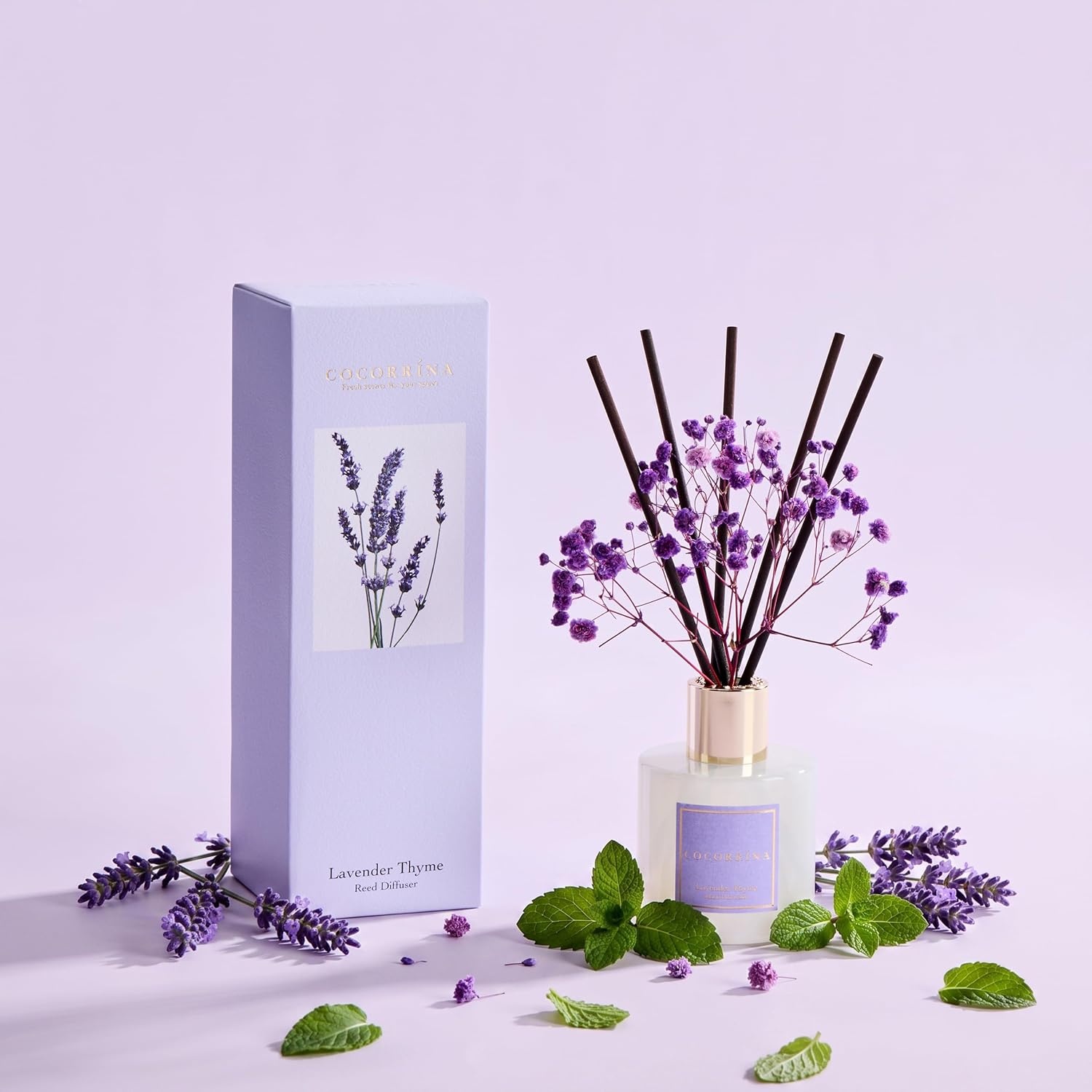 image:imageCOCORRNA Refill Sandalwood Rose 67 Floz Reed Diffuser Refill with 8 SticksLavender Thyme Flower