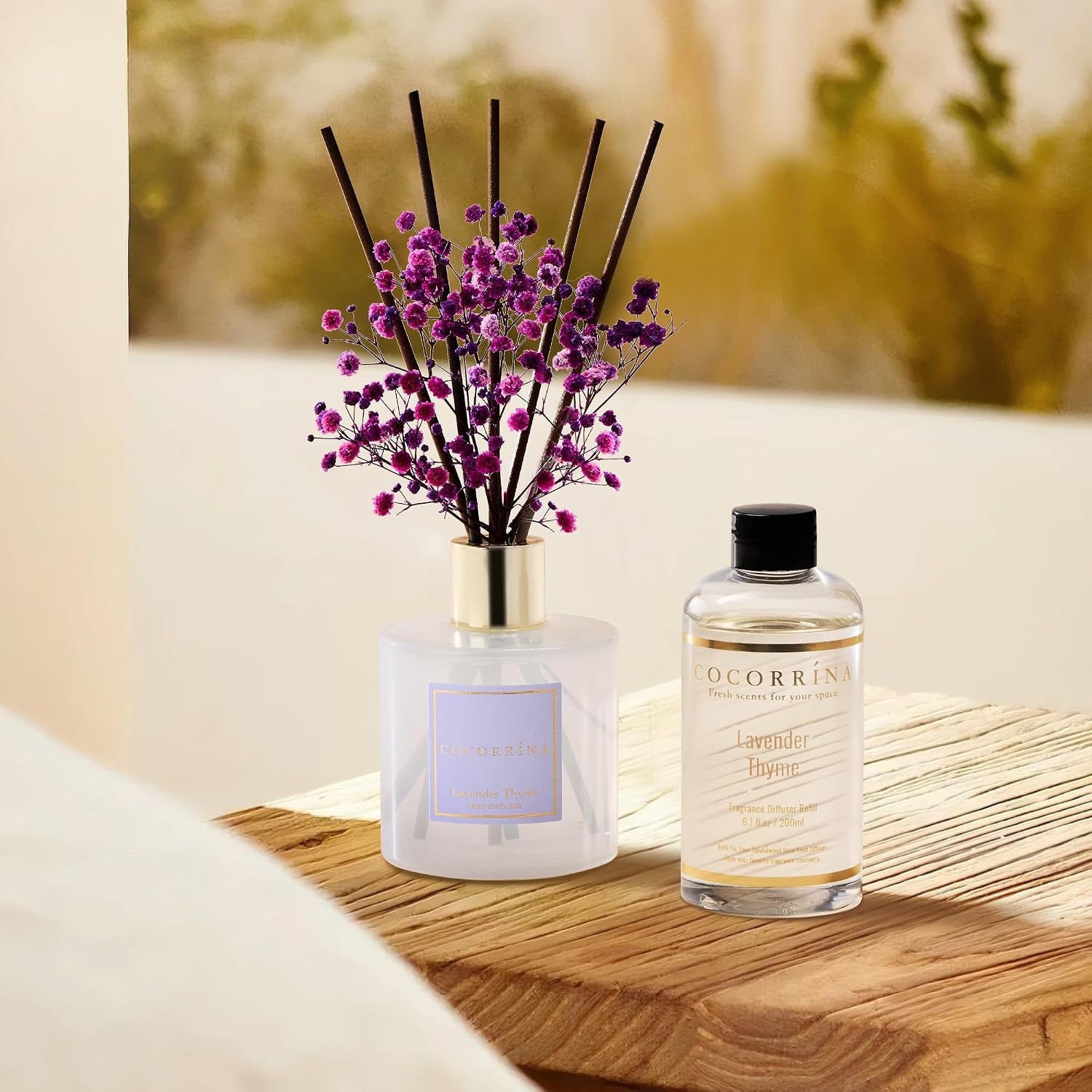 image:imageCOCORRNA Refill Sandalwood Rose 67 Floz Reed Diffuser Refill with 8 SticksLavender Thyme Refill