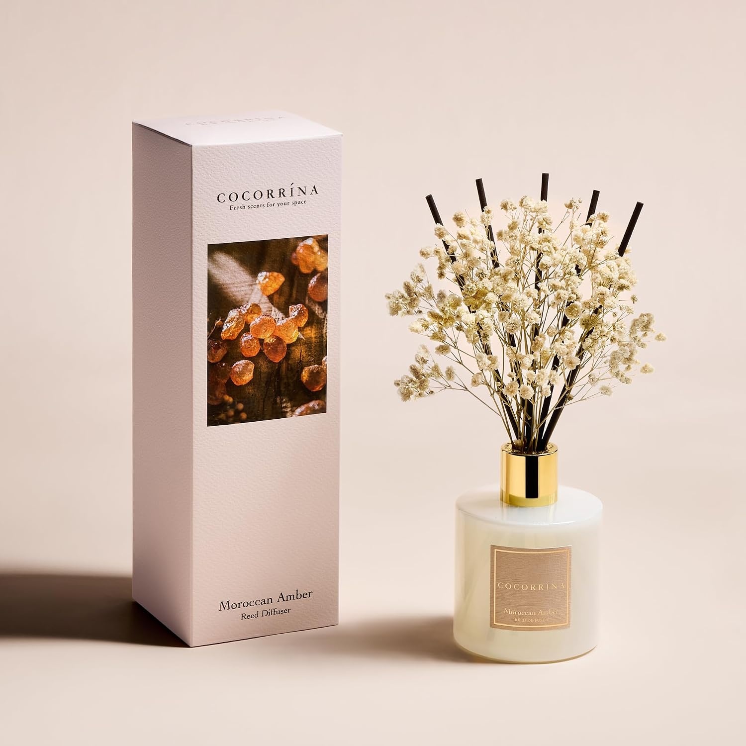 image:imageCOCORRNA Refill Sandalwood Rose 67 Floz Reed Diffuser Refill with 8 SticksMoroccan Amber Flower