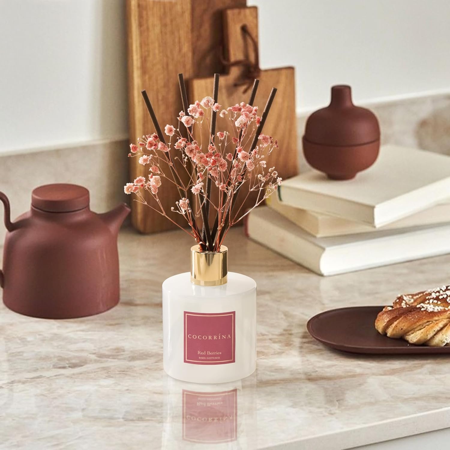 image:imageCOCORRNA Refill Sandalwood Rose 67 Floz Reed Diffuser Refill with 8 SticksRed Berries Flower