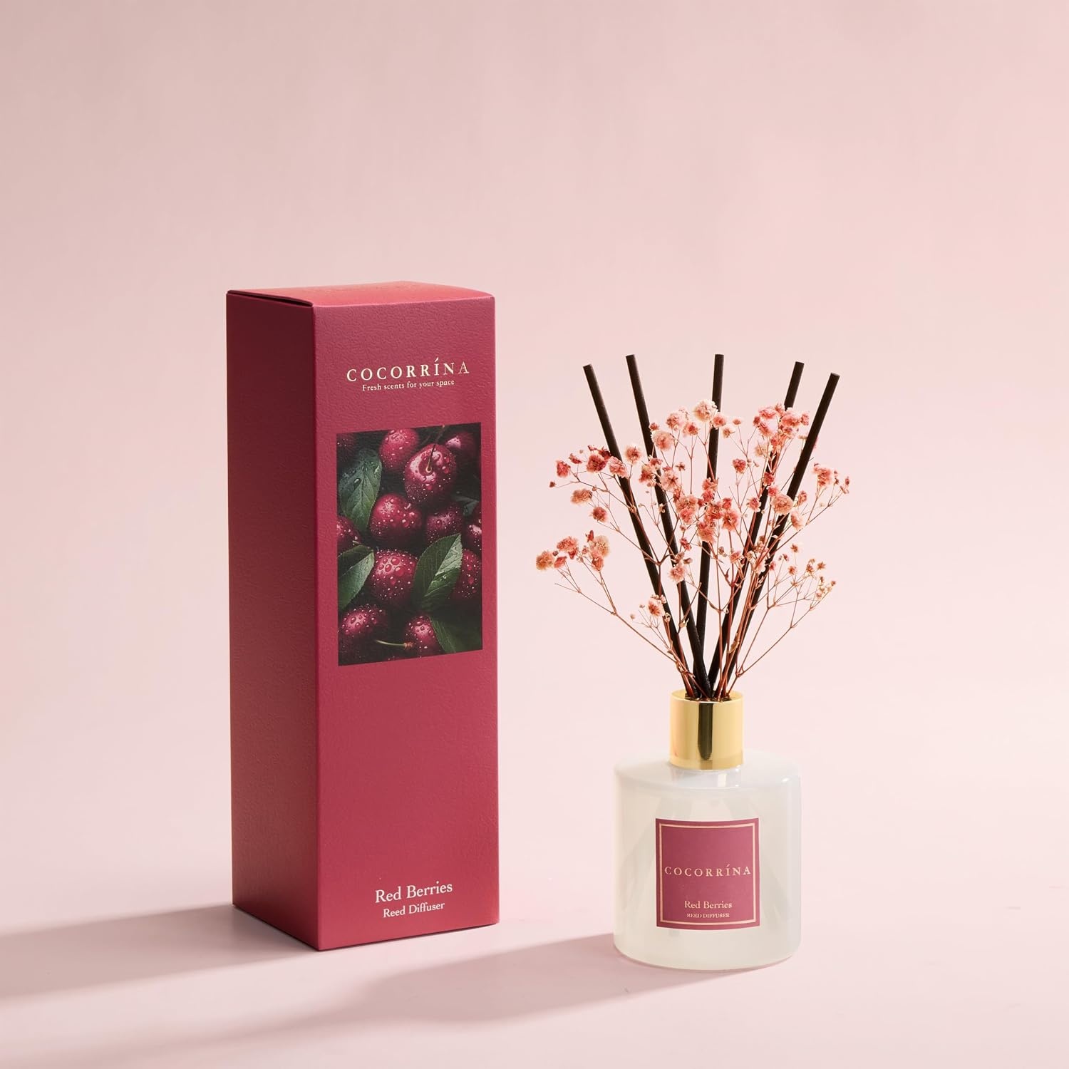 image:imageCOCORRNA Refill Sandalwood Rose 67 Floz Reed Diffuser Refill with 8 SticksRed Berries Flower