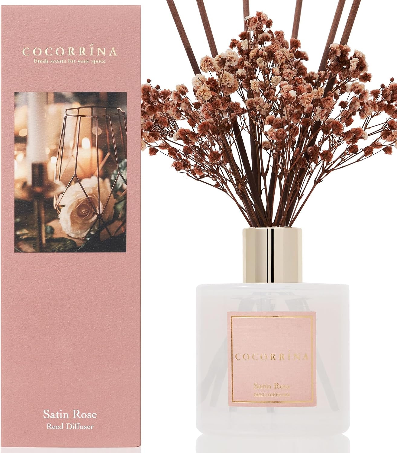 image:imageCOCORRNA Refill Sandalwood Rose 67 Floz Reed Diffuser Refill with 8 SticksSatin Rose Flower