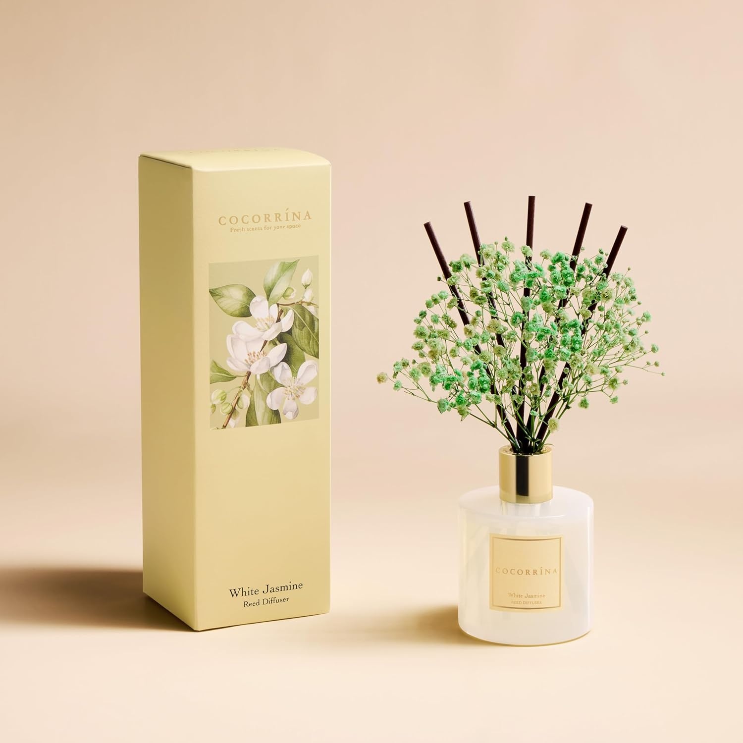 image:imageCOCORRNA Refill Sandalwood Rose 67 Floz Reed Diffuser Refill with 8 SticksWhite Jasmine Flower