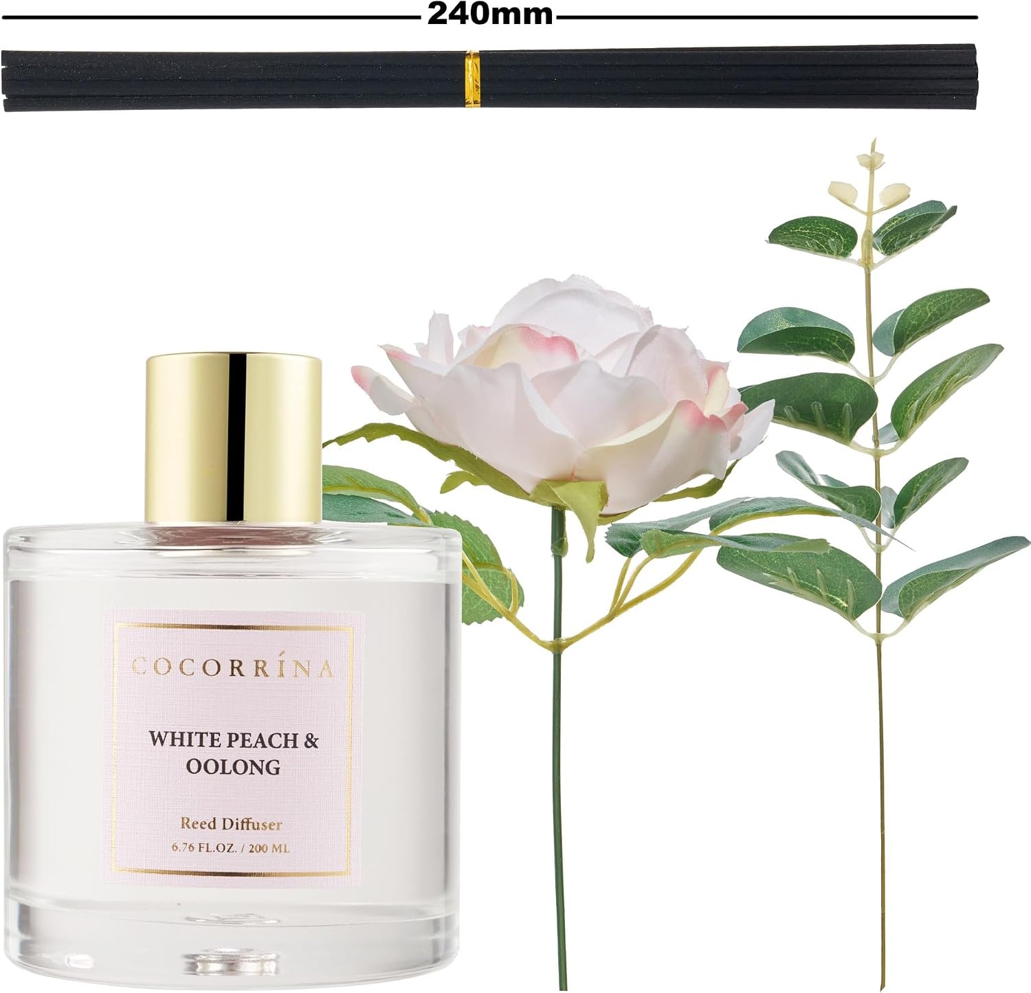 image:imageCOCORRNA Refill Sandalwood Rose 67 Floz Reed Diffuser Refill with 8 SticksWhite Peach Oolong Rose