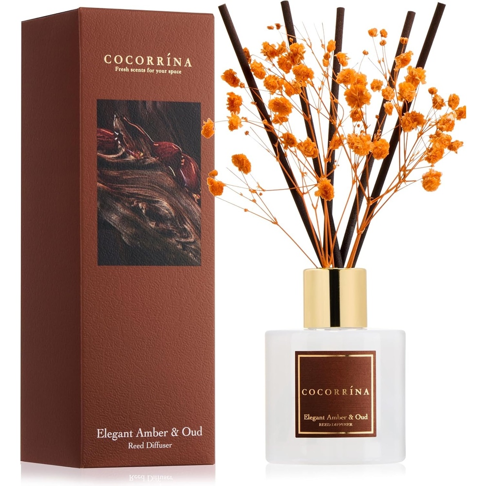 image:imageCOCORRNA Refill Sandalwood Rose 67 Floz Reed Diffuser Refill with 8 SticksElegant Amber Oud