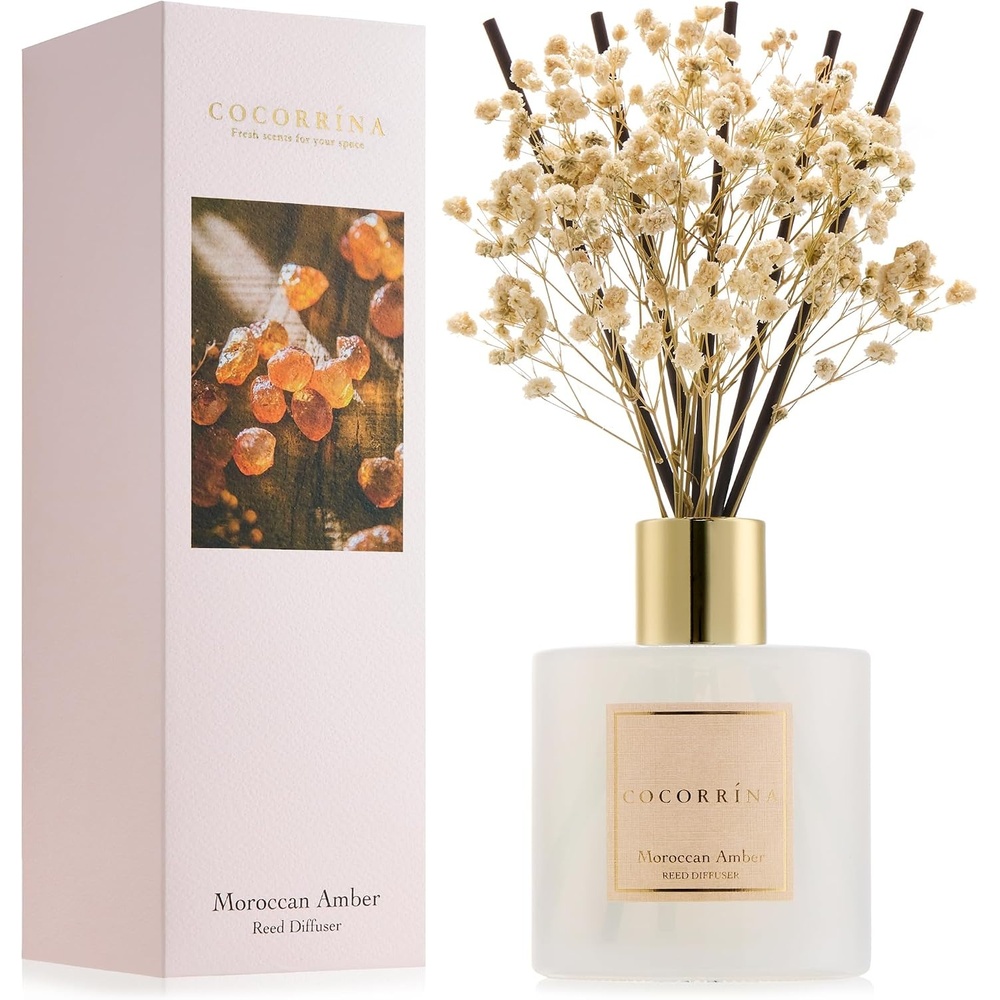 image:imageCOCORRNA Refill Sandalwood Rose 67 Floz Reed Diffuser Refill with 8 SticksMoroccan Amber Flower