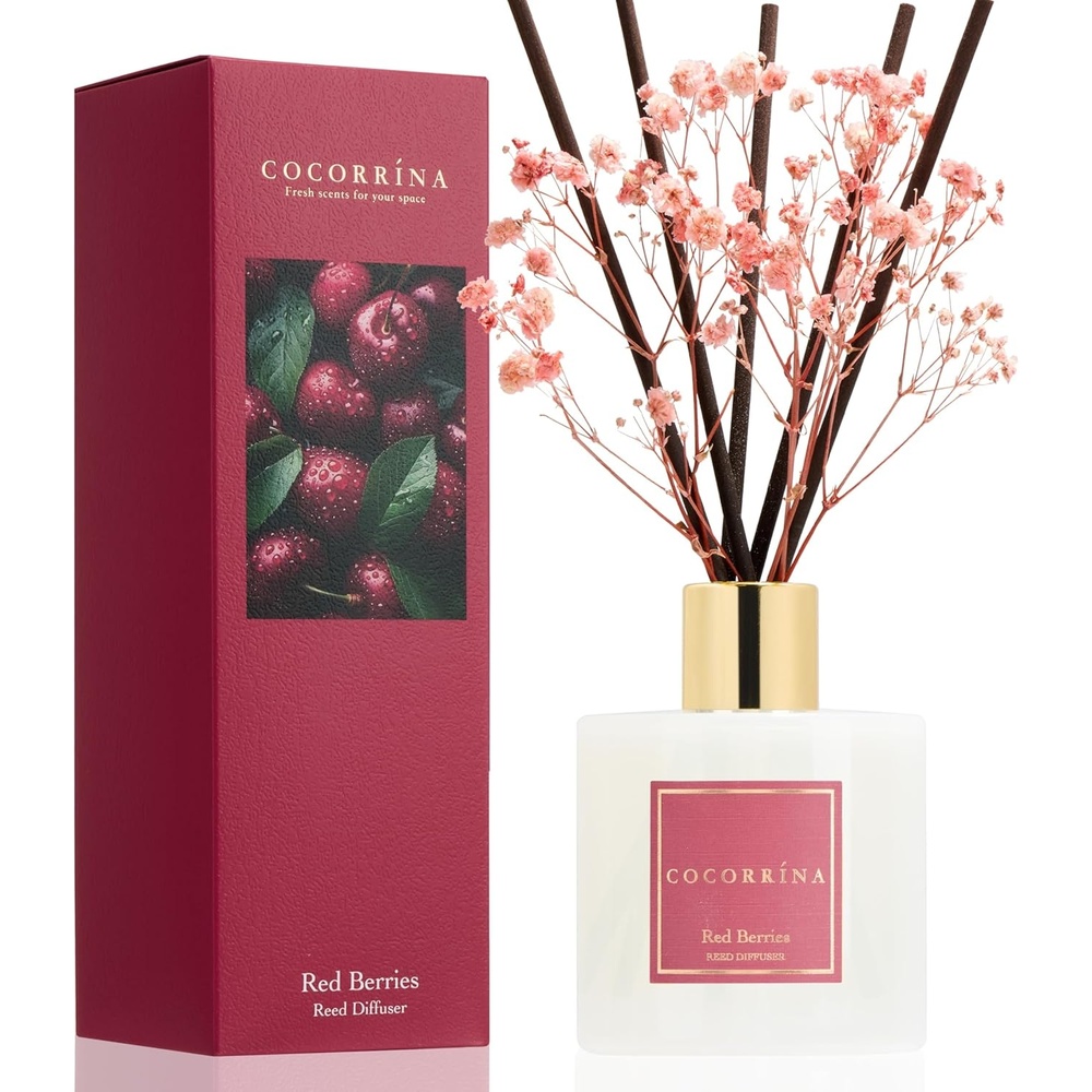 image:imageCOCORRNA Refill Sandalwood Rose 67 Floz Reed Diffuser Refill with 8 SticksRed Berries Flower