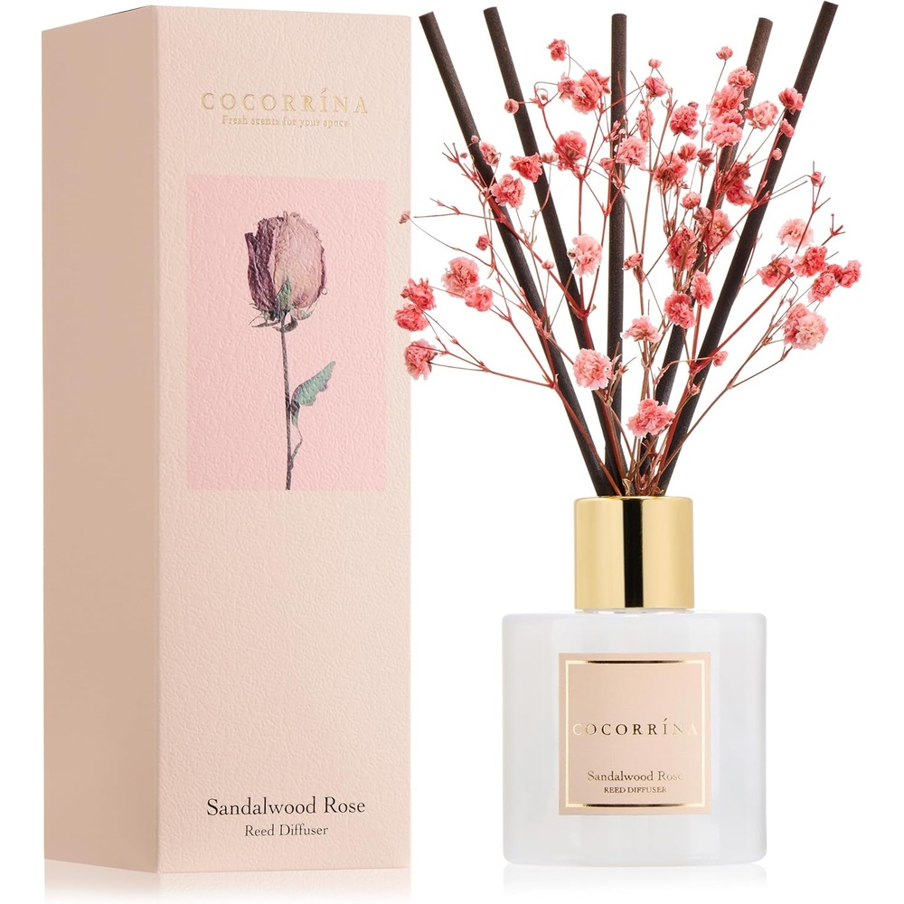 image:imageCOCORRNA Refill  Sandalwood Rose 67 Floz Reed Diffuser Refill with 8 SticksSandalwood Rose  Flower
