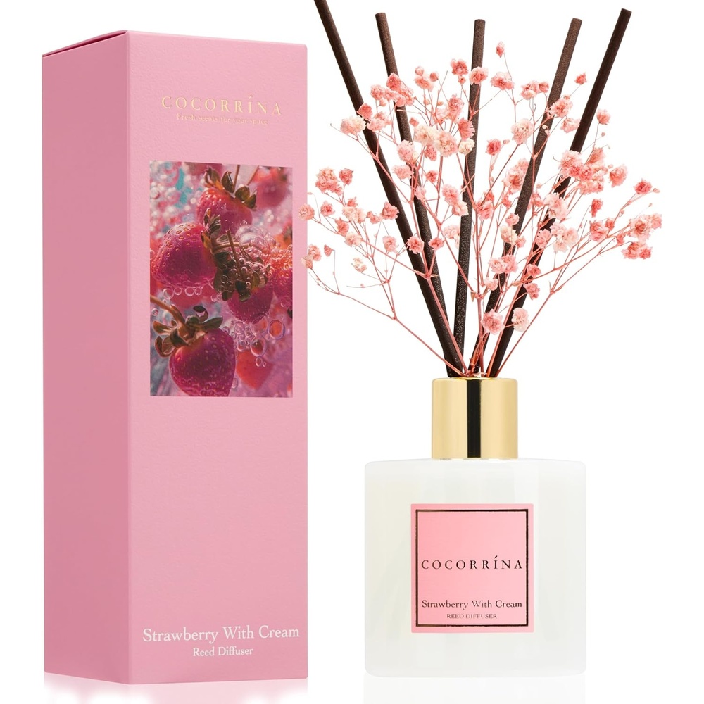 image:imageCOCORRNA Refill Sandalwood Rose 67 Floz Reed Diffuser Refill with 8 SticksStrawberry With Cream Flower