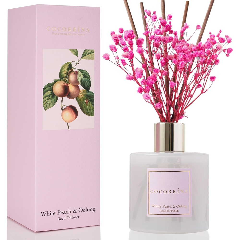 image:imageCOCORRNA Refill Sandalwood Rose 67 Floz Reed Diffuser Refill with 8 SticksWhite Peach Oolong Flower