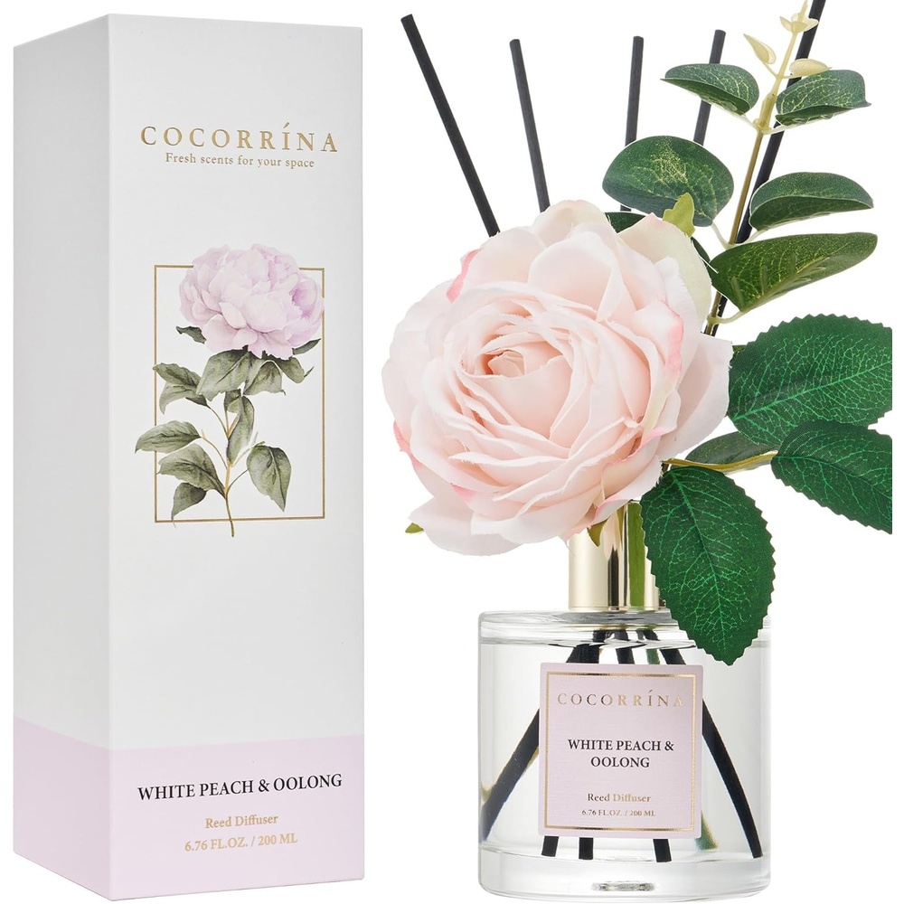 image:imageCOCORRNA Refill Sandalwood Rose 67 Floz Reed Diffuser Refill with 8 SticksWhite Peach Oolong Rose