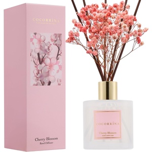 COCORRÍNA Refill – Sandalwood Rose 6.7 Fl.oz Reed Diffuser Refill with 8 Sticks(Cherry Blossom – Flower)