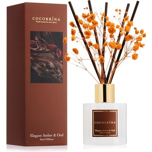 COCORRÍNA Refill – Sandalwood Rose 6.7 Fl.oz Reed Diffuser Refill with 8 Sticks(Elegant Amber & Oud)